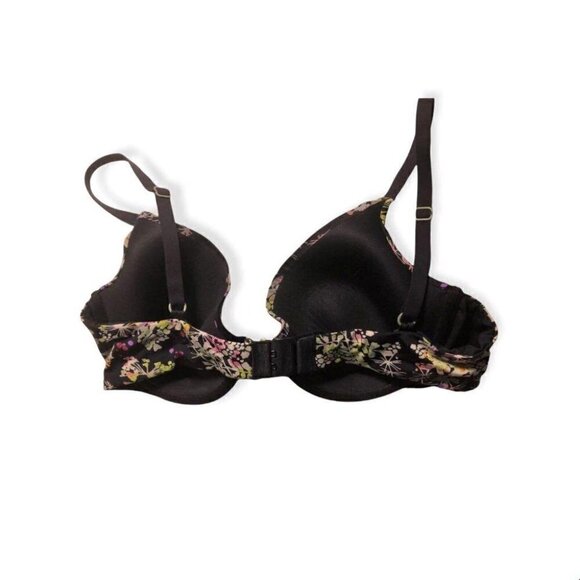 #3457-2 luleh Bra Size 34C Black Floral Padded Underwire Adjustable - Picture 3 of 6
